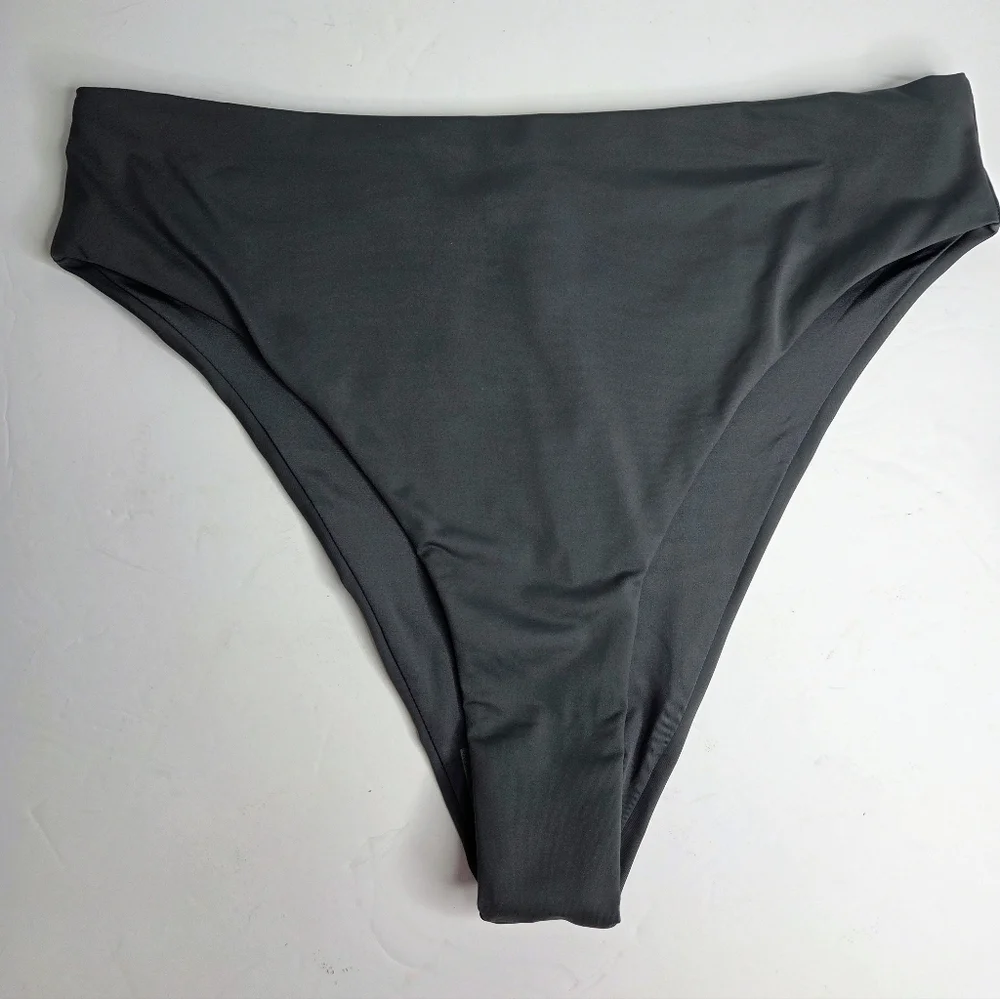Skims Recycled Swim Mid Waist Bikini Bottoms Size XL NwT Gunmetal Gray